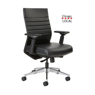 beniia.com office furniture Etano executive task seating contract office chair for corporate use black leather with designer look.  hi back with adjustable armrests and polished aluminum base casters beniia.com