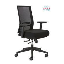 Load image into Gallery viewer, Smarti EL by Beniia Office Furniture - ChicagoOfficeChair.com black mesh office chair on wheels, black fabric, adjustable arms, adjustable mechanism, black nylon base, beniia.com/smarti-el