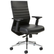 Load image into Gallery viewer, beniia.com office furniture Etano executive task seating contract office chair for corporate use black leather with designer look.  hi back with adjustable armrests and polished aluminum base casters beniia.com